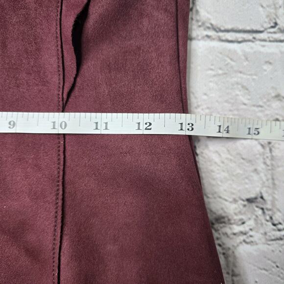 Bailey 44 Glade Skiing Faux Suede Plum Burgundy Sheath Ruffle Dress New Size Sm - Picture 11 of 14